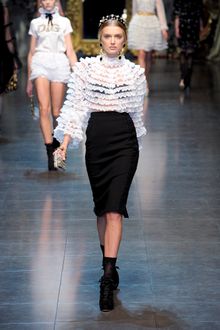Dolce & Gabbana Fall 2012 Lace Embroidered Pencil Skirt  - Lyst