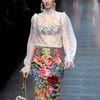Dolce & Gabbana Fall 2012 KneeLength Floral Pencil Skirt in Multicolor (white) - Lyst