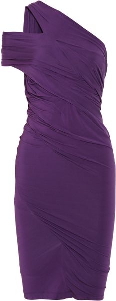 Donna Karan New York Draped Jersey Dress in Purple - Lyst