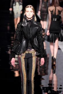Etro Fall 2012 Leather Scallop Trimmed Fur Jacket  - Lyst