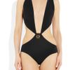 Gucci PlungeFront CrystalEmbellished Swimsuit in Black - Lyst
