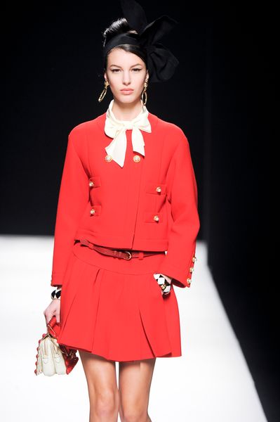 Moschino Fall 2012 Collarless Jacket  in Red - Lyst