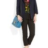 Sandro Leathertrimmed Cotton Coat in Blue (navy) - Lyst