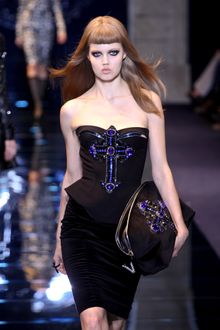 Versace Fall 2012 Strapless Panelled Corset With Embellished Crucifix In Black  - Lyst