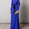 Vionnet Cut Off Crepe De Chine Long Dress in Blue - Lyst