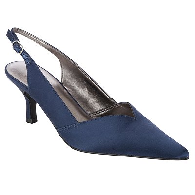 navy blue flat slingbacks