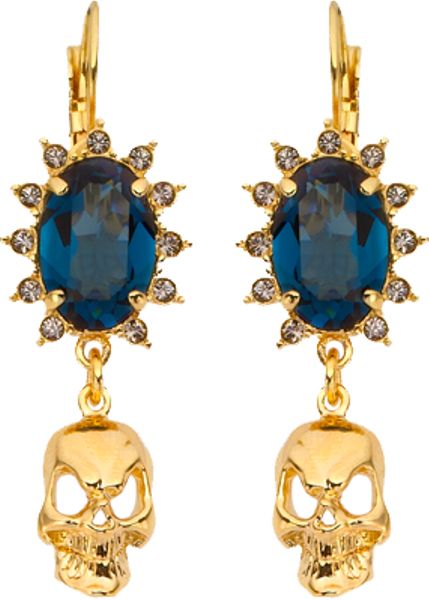 Mawi Sapphire And Crystal Skull Earrings in Blue (sapphire) - Lyst