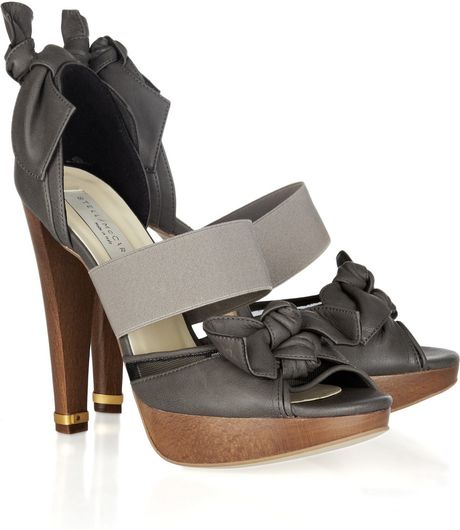 Stella Mccartney Valencia Faux Leather Sandals in Gray (anthracite) - Lyst