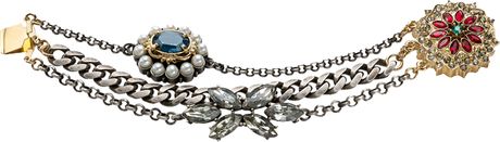 Mawi Multistrand Pearl And Sapphire Linked Bracelet in Gray (pearl) - Lyst