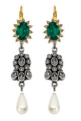 Mawi Teardrop Pearl And Crystal Earring