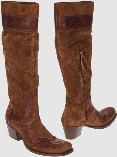 Miu Miu Highheeled Boots in Brown - Lyst