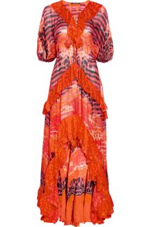 Roberto Cavalli Printed Silk-chiffon Kaftan Gown - Lyst