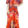 Roberto Cavalli Printed Silkchiffon Kaftan Gown in Red (tomato) - Lyst