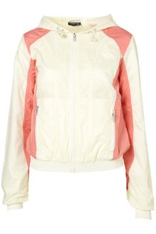 Topshop Airtex Mix Hooded Bomber Jacket - Lyst