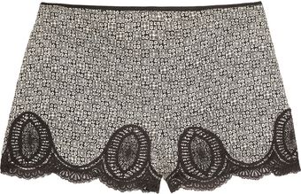 Anna Sui Floral-print Silk-crepe and Lace Shorts - Lyst