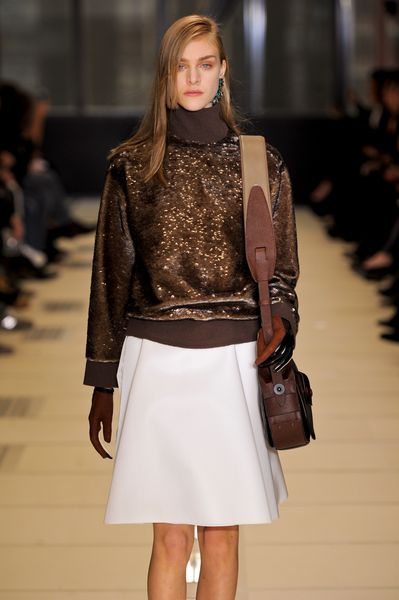 Balenciaga Fall 2012 Sequinned Turtleneck Sweater In Brown And Gold in Brown - Lyst