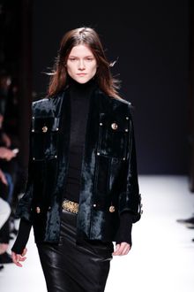 Balmain Fall 2012 Suede Jacket with Gold Button Embellishment - Lyst