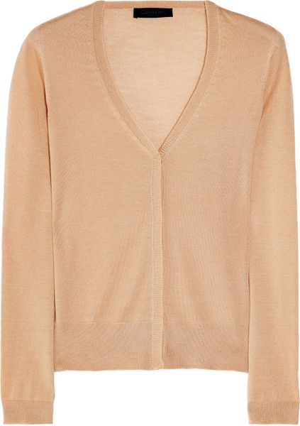 Calvin Klein Cecyl Fineknit Cashmere and Silkblend Cardigan in Beige (nude) - Lyst
