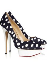 Charlotte Olympia Kabuki Polka Dot Crepe De Chine Pumps