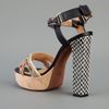 Lanvin Woven Block Heel Sandal in Gold (black) - Lyst