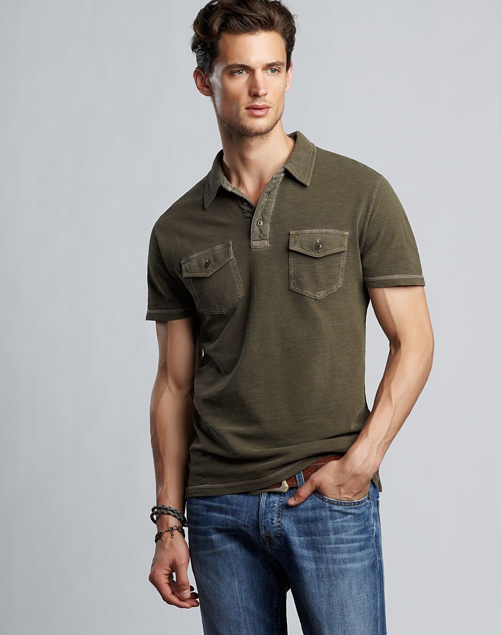 Lucky Brand Slub Pique Twopocket Polo Shirt in Green for Men (surplus