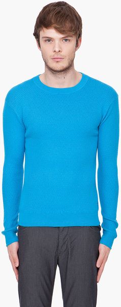 Marc By Marc Jacobs Blue Waffle Knit Sweater - Lyst