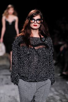 Nina Ricci Fall 2012 Lace Inset Bead Embroidered Sweater  - Lyst
