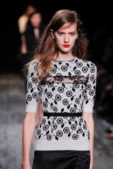 Nina Ricci Fall 2012 Lace Inset Floral Print Sweater  - Lyst