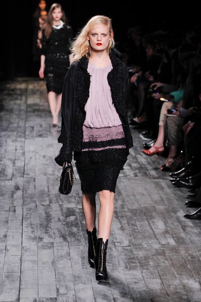 Nina Ricci Fall 2012 Woven Trim Skirt  in Black - Lyst