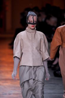 Rick Owens Fall 2012 Cropped Lantern Sleeve Leather Jacket  - Lyst
