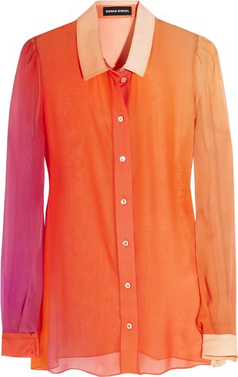 Sonia Rykiel Dégradé-effect Silk-georgette Blouse - Lyst