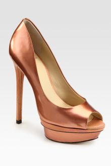 B Brian Atwood Florencia Patent Leather Peep Toe Platform Pumps - Lyst