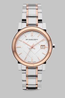 Burberry Check Stamped Stainless Steel Watch/two-tone - Lyst