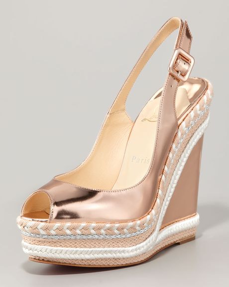 Christian Louboutin Santa Maria Slingback Wedge in Gold (nude) - Lyst