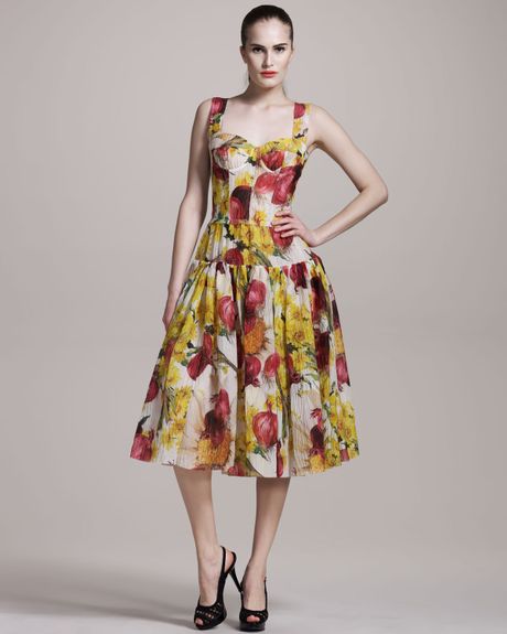 Dolce & Gabbana Onionprint Bustier Dress in Multicolor (yellow multi) - Lyst