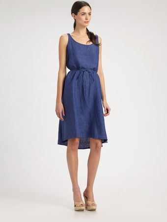 Eileen Fisher Washed Linen Dress - Lyst