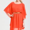 Eliza J Belted Batwing Dress in Red (coral) - Lyst