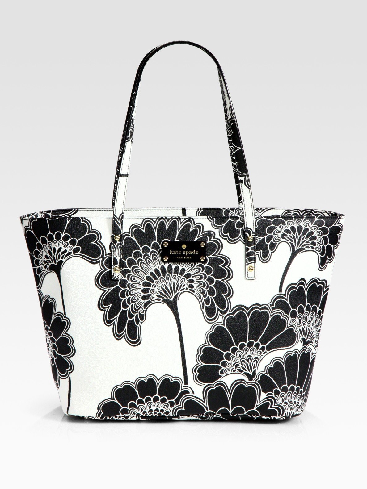 Kate Spade Harmony Floral Vinyl Tote Bag in Black (white) | Lyst