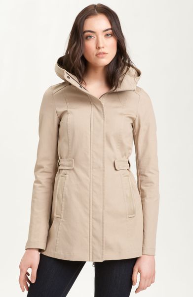 Mackage Hooded Coat with Leather Trim Pockets in Beige (camel) - Lyst