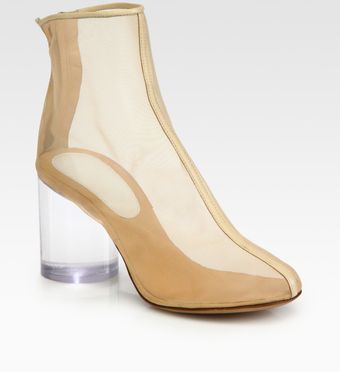  Leather-trim Mesh Ankle Boots 