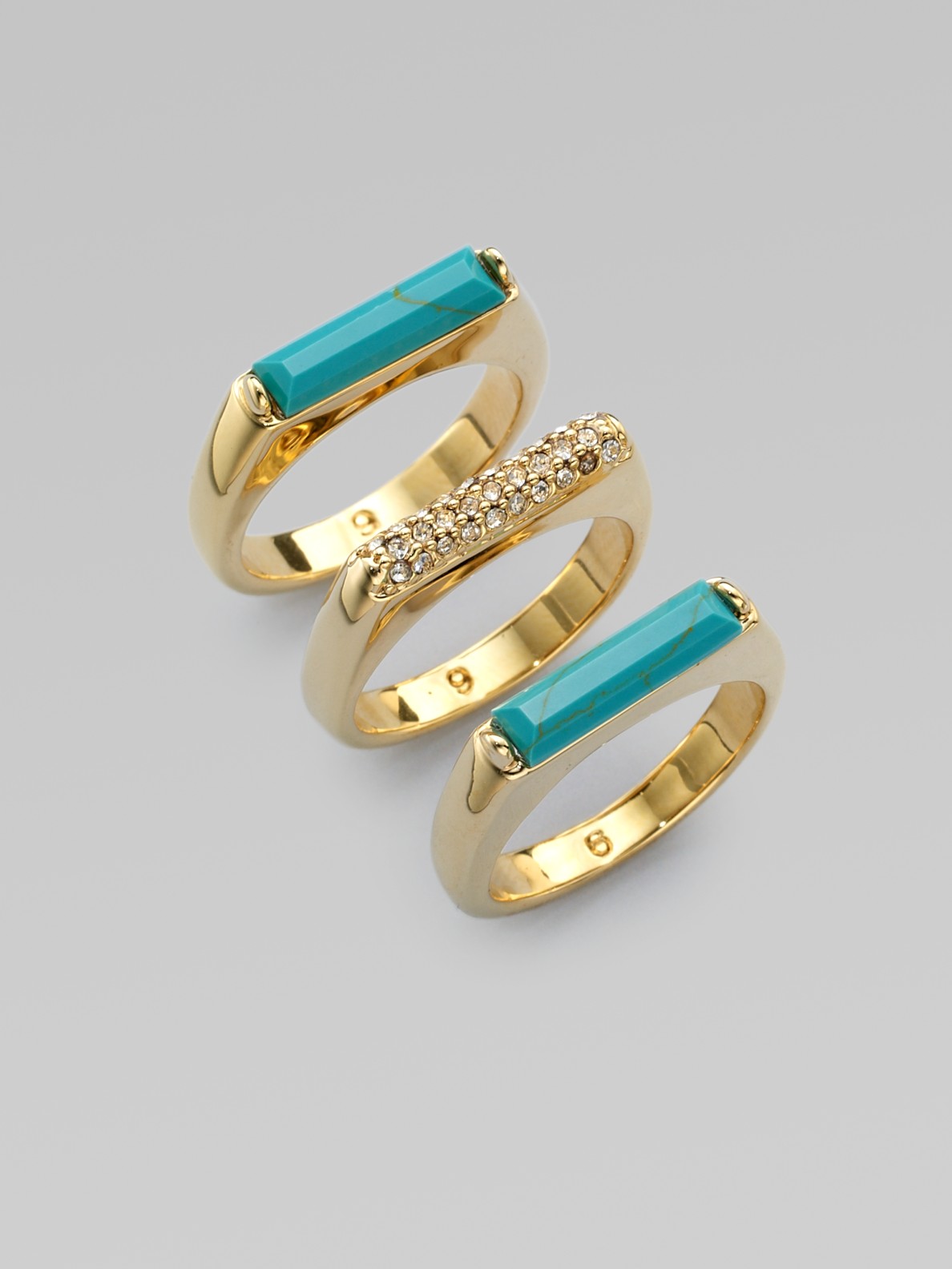 Michael Kors Stone & Turquoise Stacked Rings in Gold Lyst