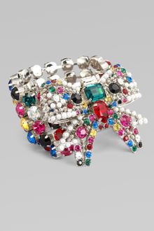 Miu Miu Swarovski Crystal Accented Multi-row Bow Bracelet - Lyst