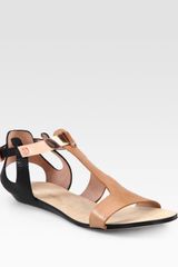 Rebecca Minkoff Bardot Two-tone Leather and Metallic Leather T-strap Sandals