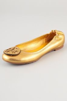 Tory Burch Reva Metallic Ballet Flats - Lyst