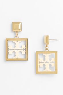 Tory Burch Small Logo Drop Earrings - Lyst