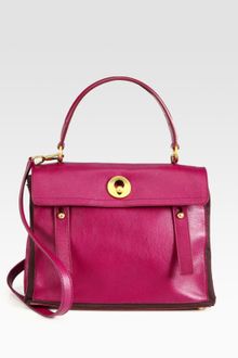Yves Saint Laurent Ysl Medium Muse Leather & Denim Tote Bag - Lyst