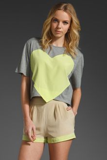 Laugh Cry Repeat Heart Tee in Heather/neon - Lyst