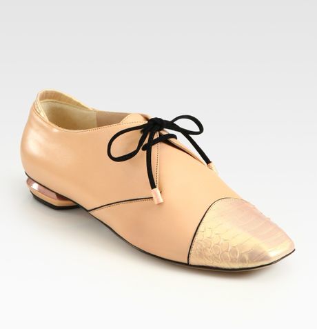 Nicholas Kirkwood Leather, Suede & Snakeskin Oxfords in Gold - Lyst