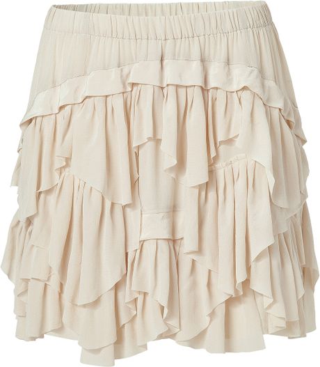 Antik Batik Nude Ruffle Silk Skirt in Beige (nude) - Lyst