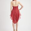 Badgley Mischka Silk Chiffon Halter Dress in Red (nude) - Lyst